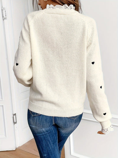 Eva - Heart Pattern Knit Sweater