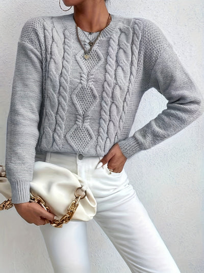 Holly™ - Cable Knit Crew Neck Sweater
