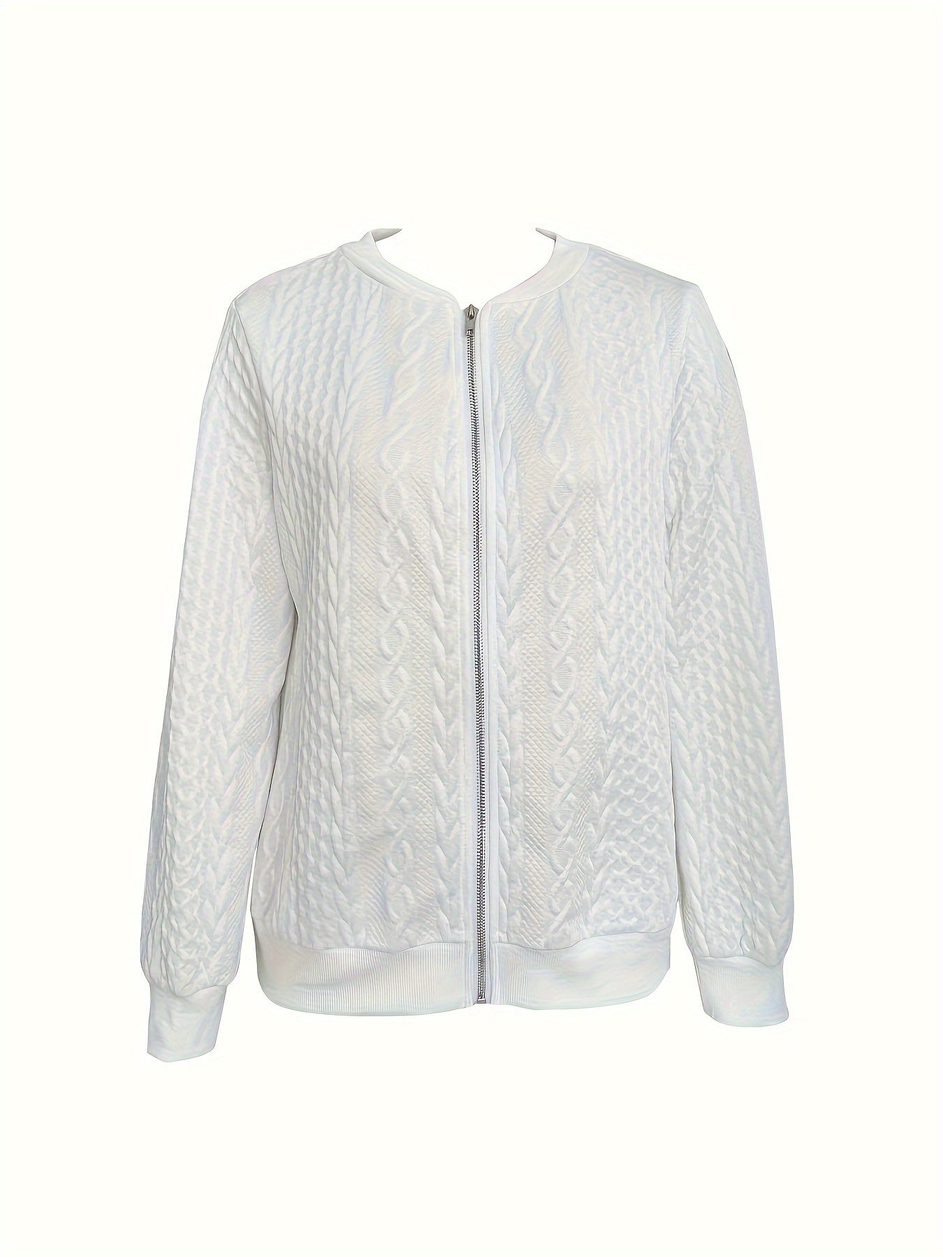 Heather - Casual Textured Zip Up Bomber Jacket