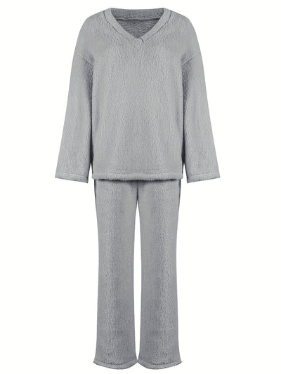 Melita - Cozy Elegant Women's V-Neck Set