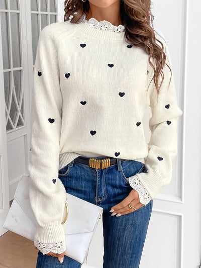 Eva - Heart Pattern Knit Sweater