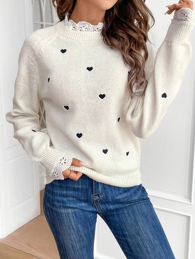 Eva - Heart Pattern Knit Sweater