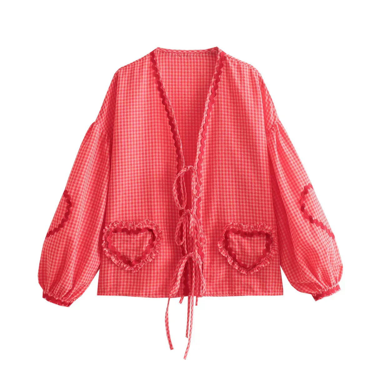 Lindsey | Vintage-Inspired Gingham Cardigan with Heart Pockets