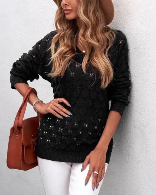Karen - Elegant Knitted V-Neck Sweater