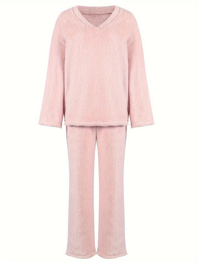 Melita - Cozy Elegant Women's V-Neck Set