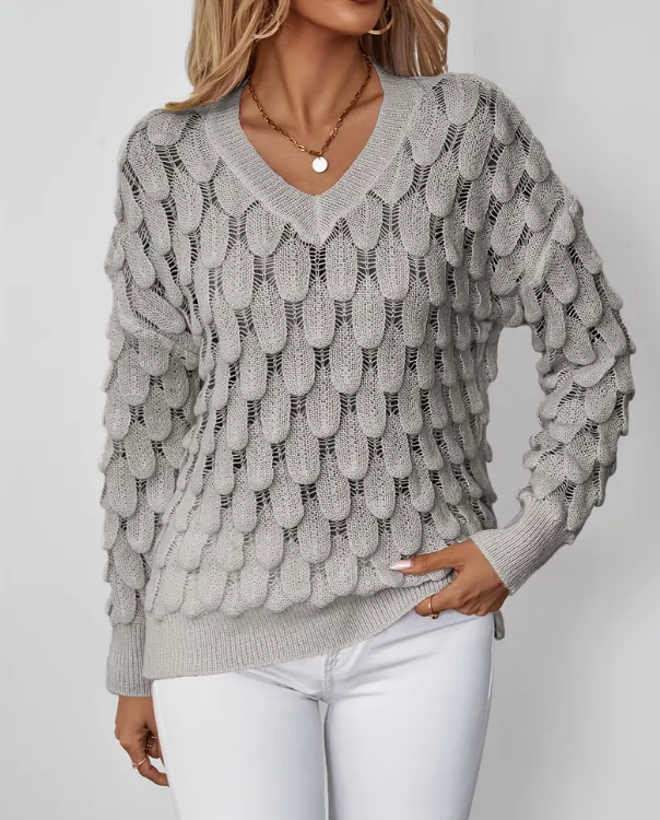 Karen - Elegant Knitted V-Neck Sweater