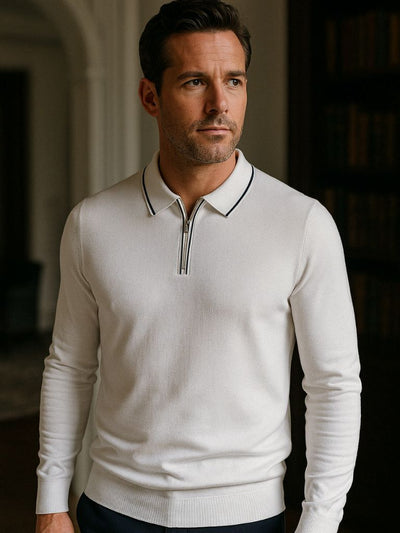 Ivory Elite Long Sleeve Polo