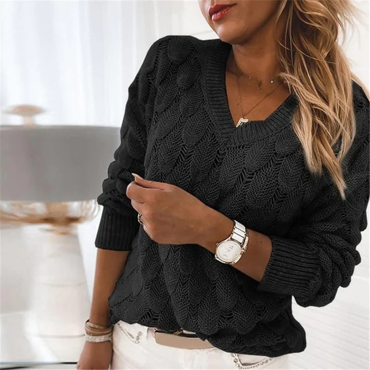 Karen - Elegant Knitted V-Neck Sweater