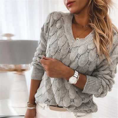 Karen - Elegant Knitted V-Neck Sweater