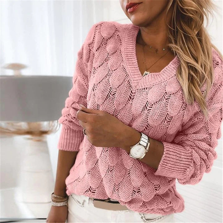 Karen - Elegant Knitted V-Neck Sweater