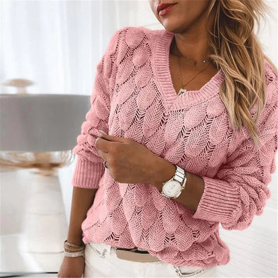 Karen - Elegant Knitted V-Neck Sweater