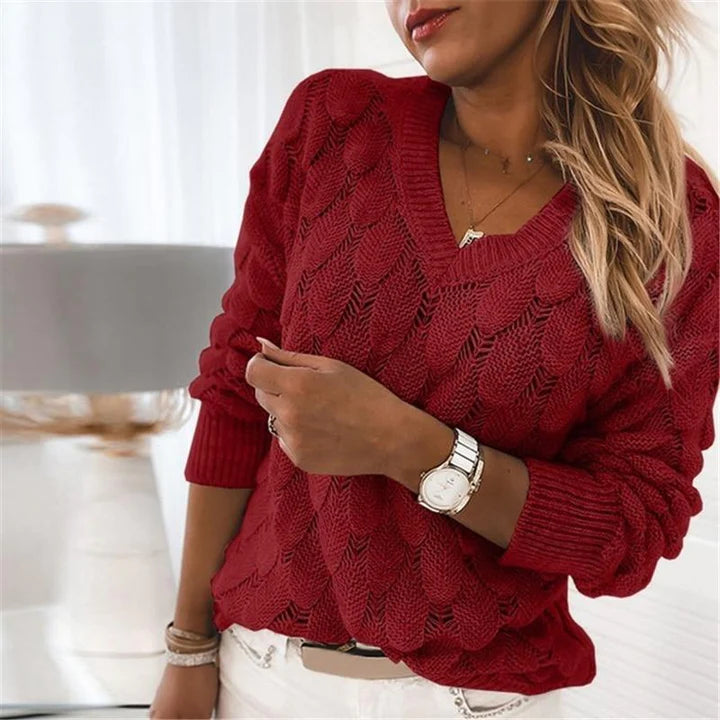 Karen - Elegant Knitted V-Neck Sweater