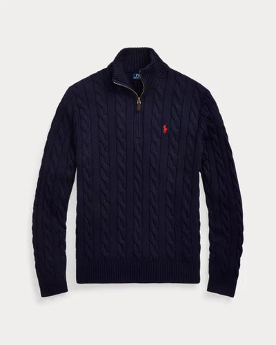 RL- Cable-Knit Cotton Quarter-Zip Jumper