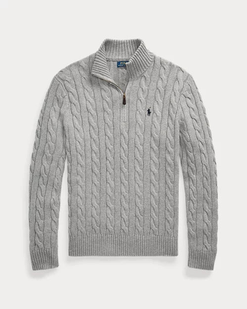 RL- Cable-Knit Cotton Quarter-Zip Jumper