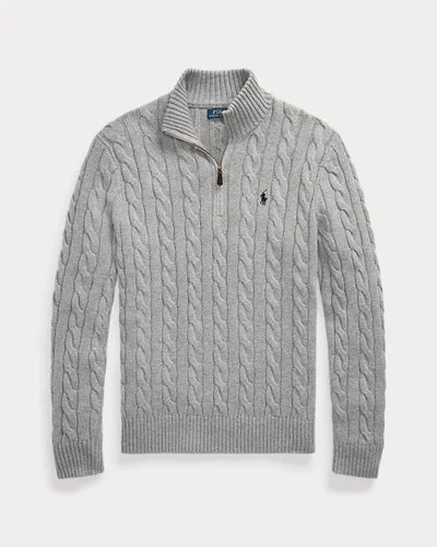 RL- Cable-Knit Cotton Quarter-Zip Jumper