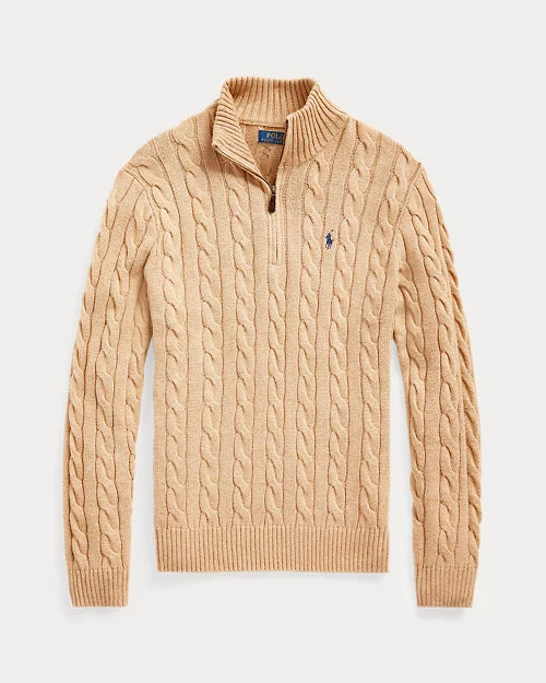 RL- Cable-Knit Cotton Quarter-Zip Jumper