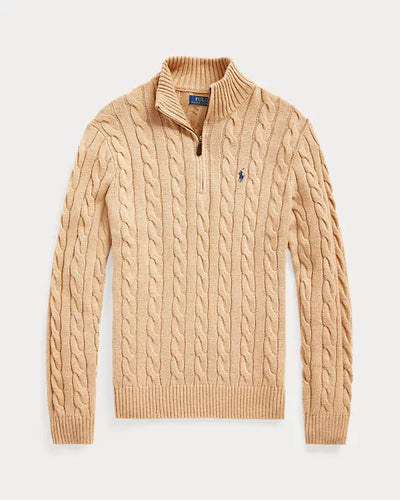 RL- Cable-Knit Cotton Quarter-Zip Jumper